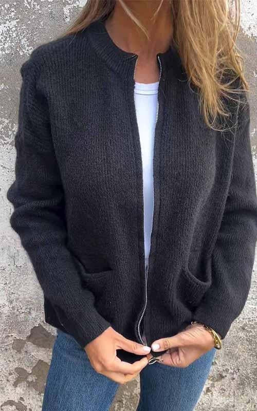 Margot Biarritz - Veste en maille zippée à col rond