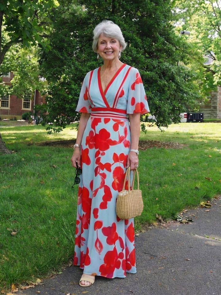 Margot Biarritz - Robe Maxi Fleurie à Manches