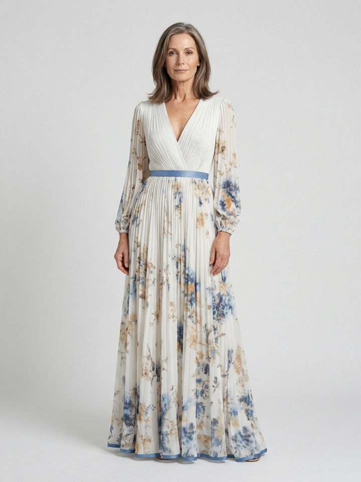 Margot Biarritz - Robe Maxi Fleurie à Manches Longues Lavinia