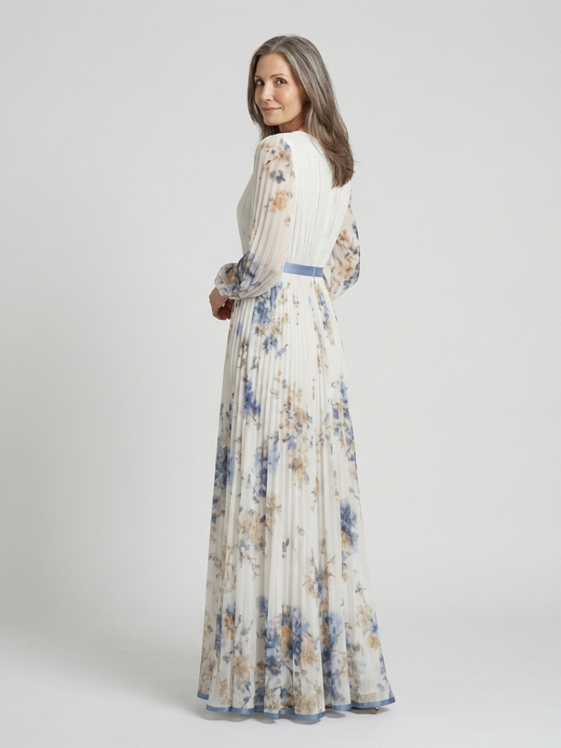 Margot Biarritz - Robe Maxi Fleurie à Manches Longues Lavinia
