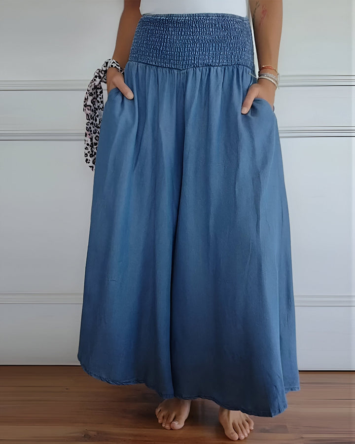Margot Biarritz - Pantalon large femme taille smockée
