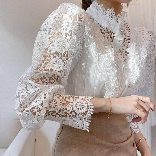 Margot Biarritz - Chemise à manches longues en dentelle Tove
