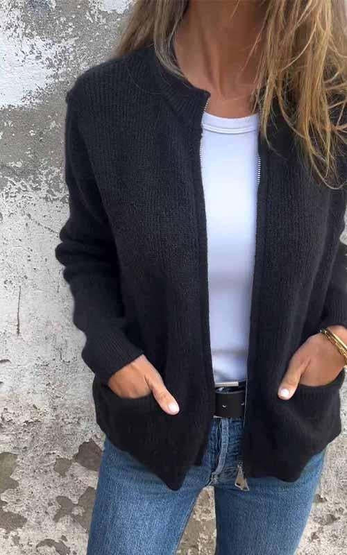 Margot Biarritz - Veste en maille zippée à col rond