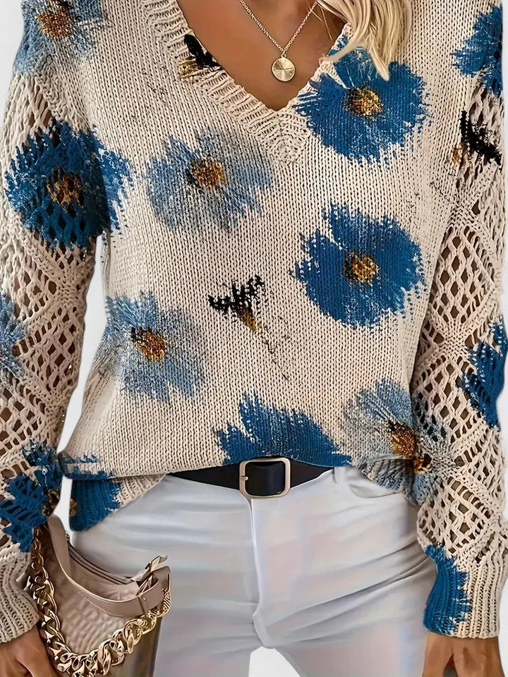 Margot Biarritz - Pull en maille à motif floral