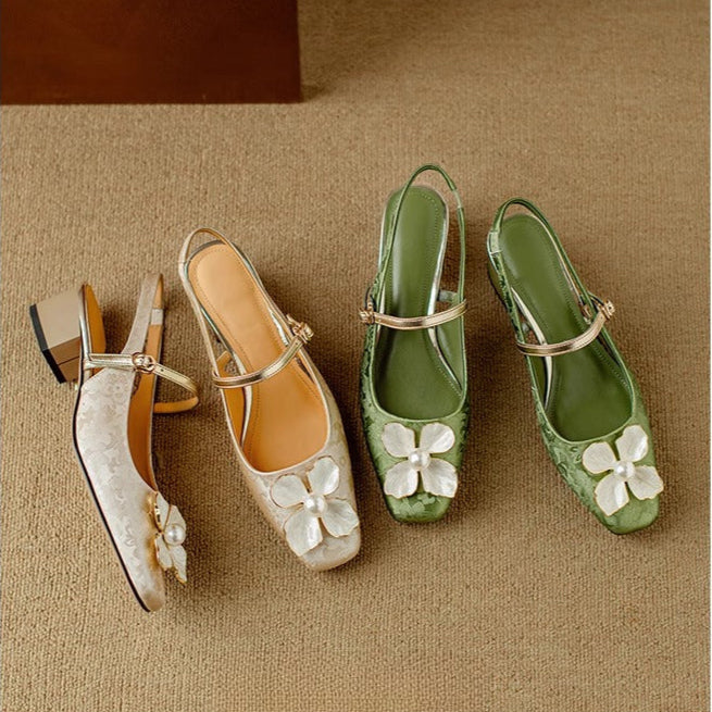 Margot Biarritz - Escarpins slingback à talon bloc