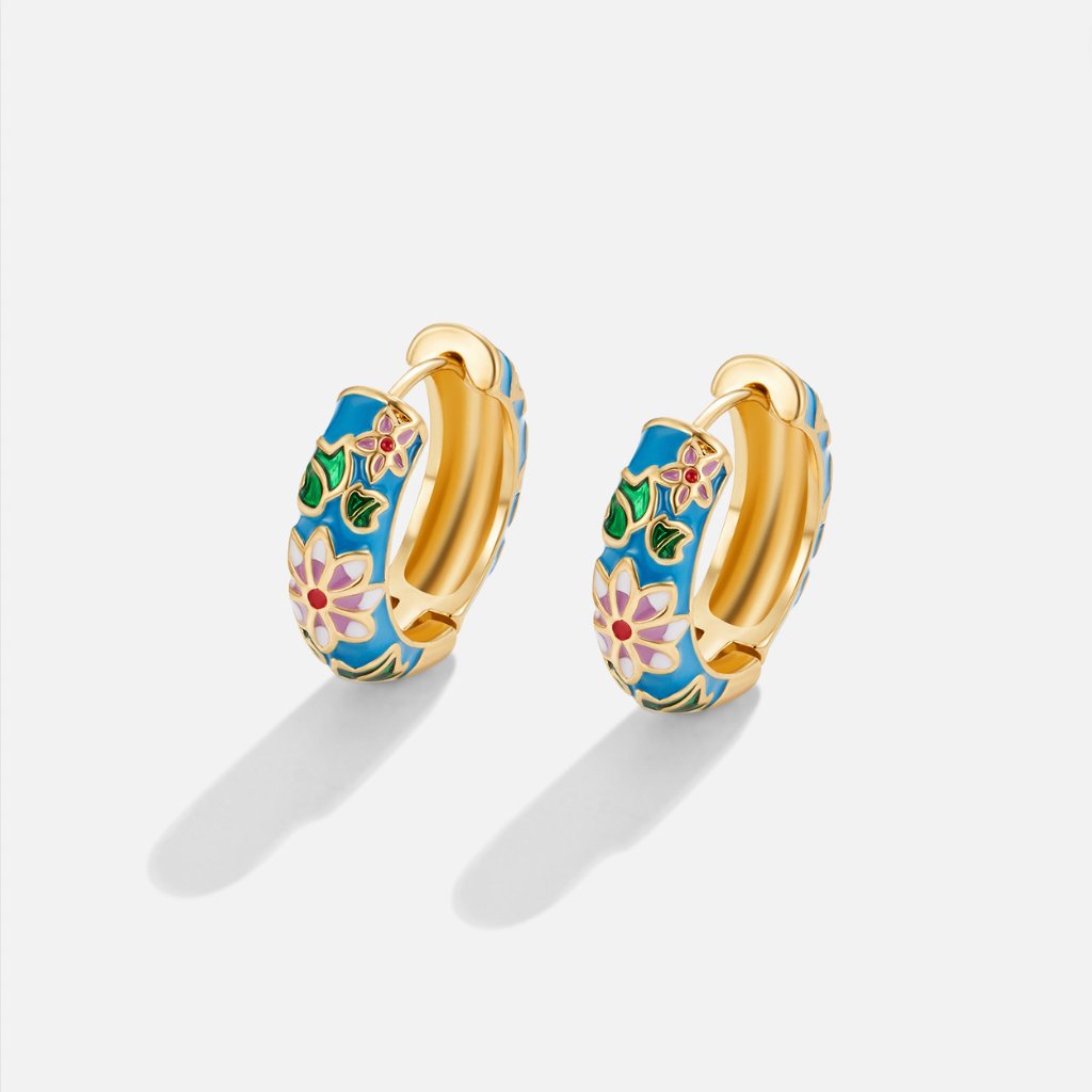 Margot Biarritz - Boucles d'oreilles en cercle doré avec fleur