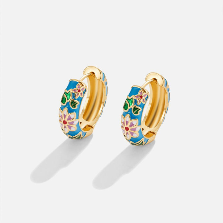Margot Biarritz - Boucles d'oreilles en cercle doré avec fleur