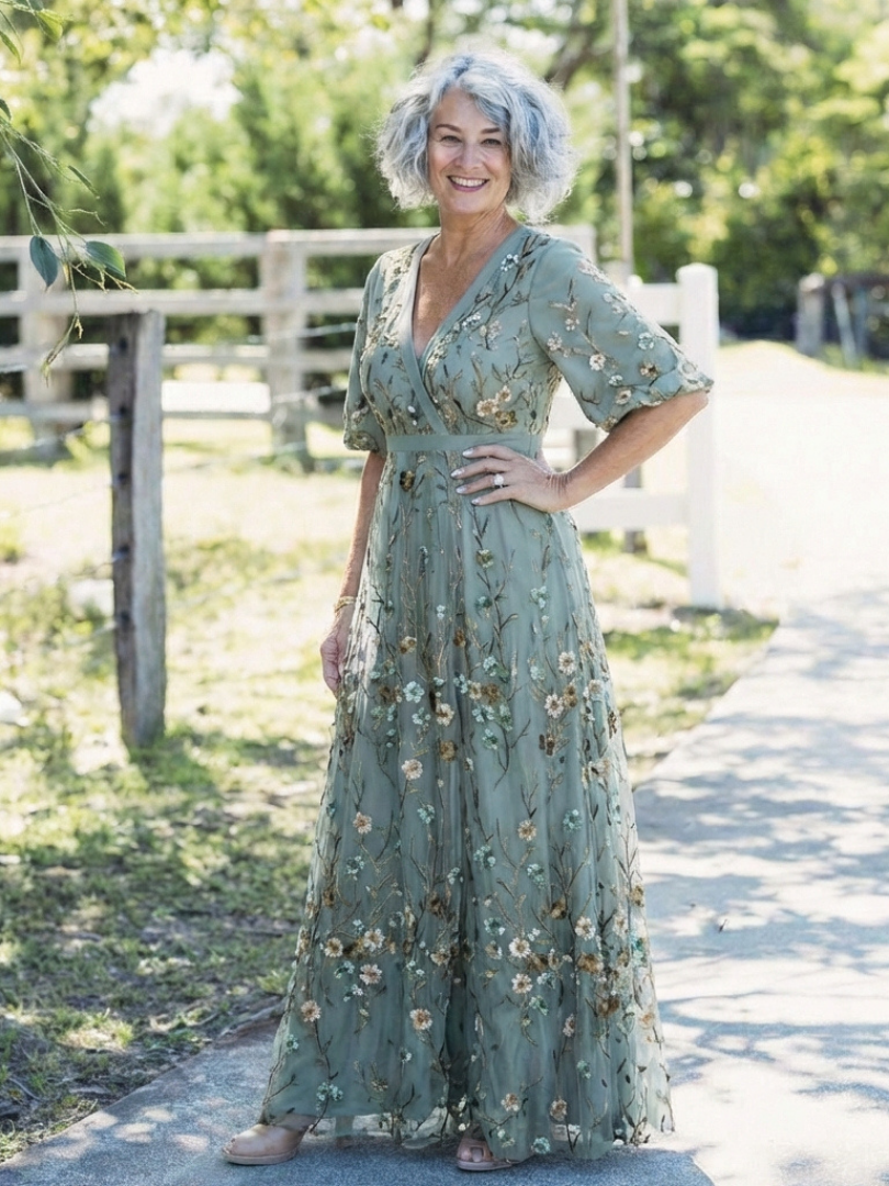 Margot Biarritz - Robe Maxi à Manches Courtes Evadne