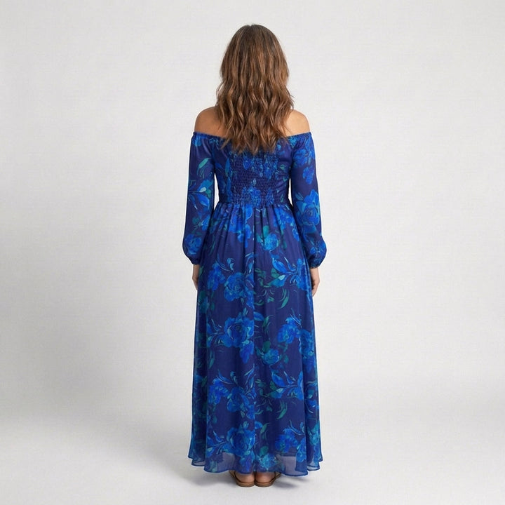 Margot Biarritz - Robe Maxi Fleurie à Épaules Dégagées