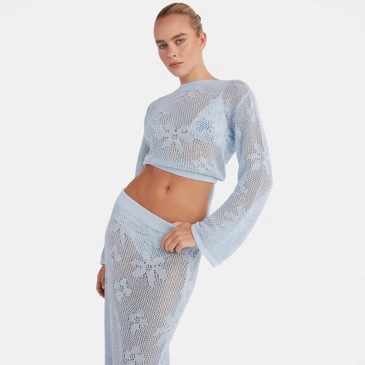 Margot Biarritz - Ensemble de couverture à nouer en crochet floral Elara