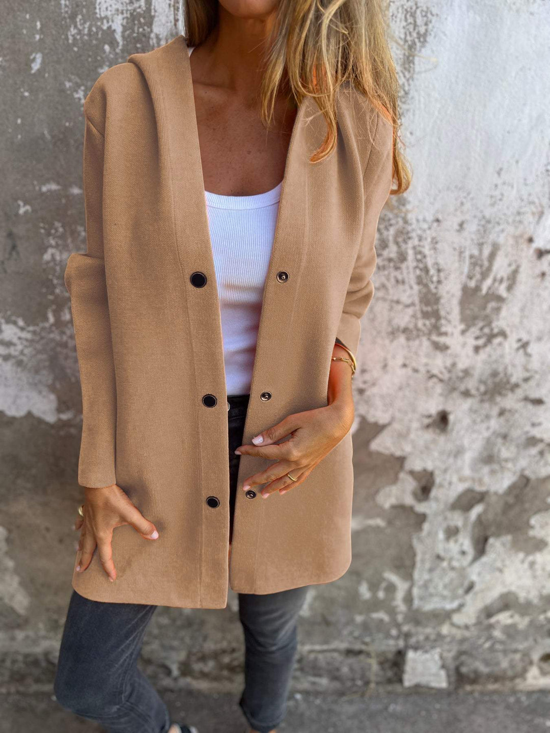 Margot Biarritz - Gilet long chic avec capuche