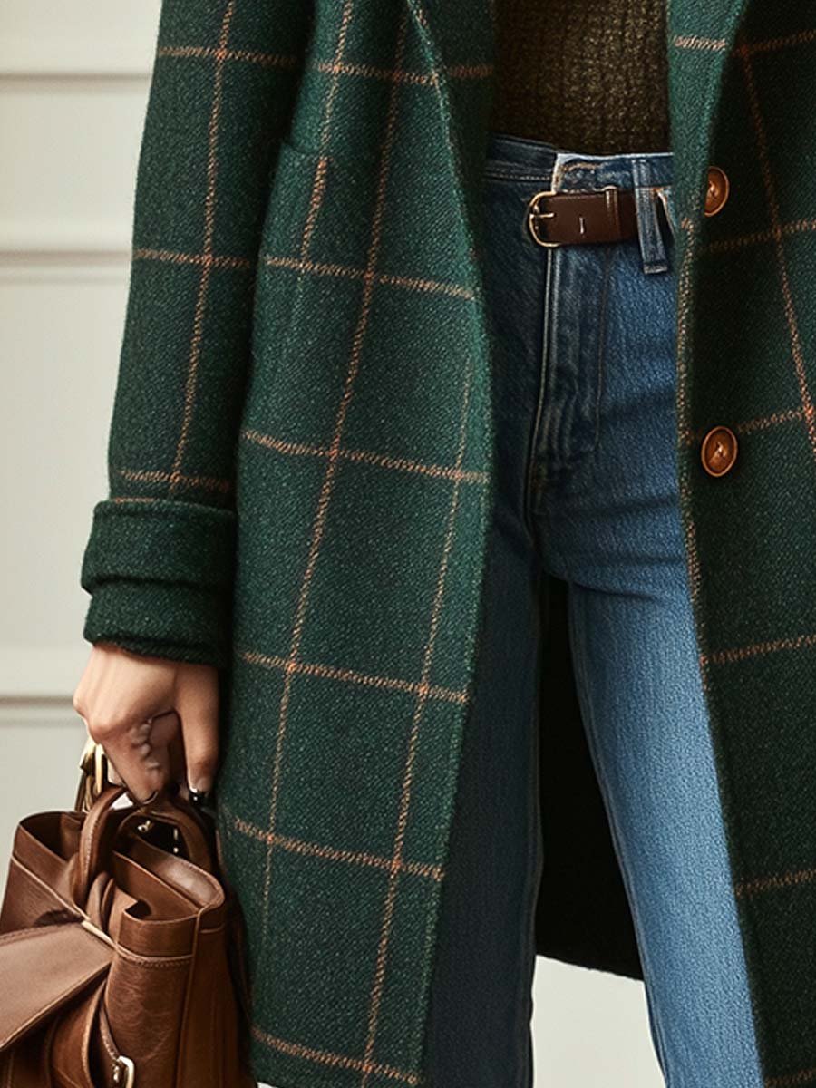 Margot Biarritz - Manteau en laine à carreaux