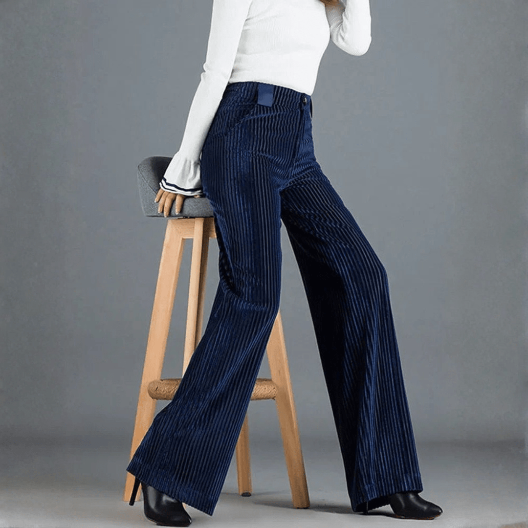 Margot Biarritz - Pantalon en velours côtelé taille haute pour femme