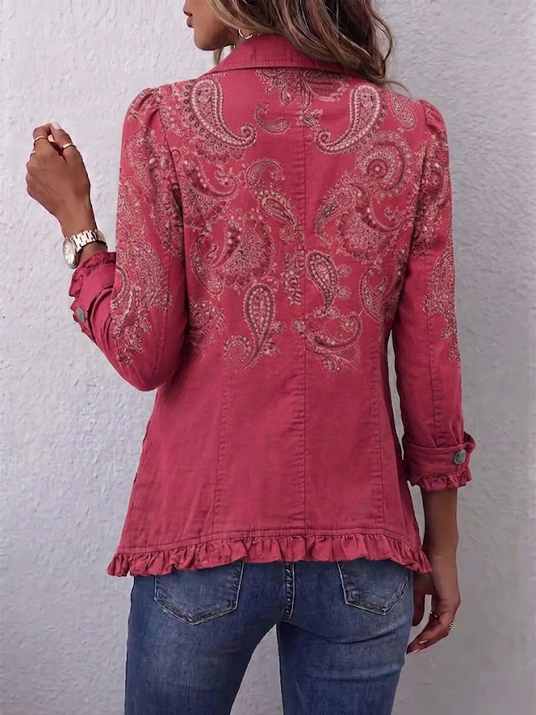 Margot Biarritz - Manteau en cachemire rose avec volants