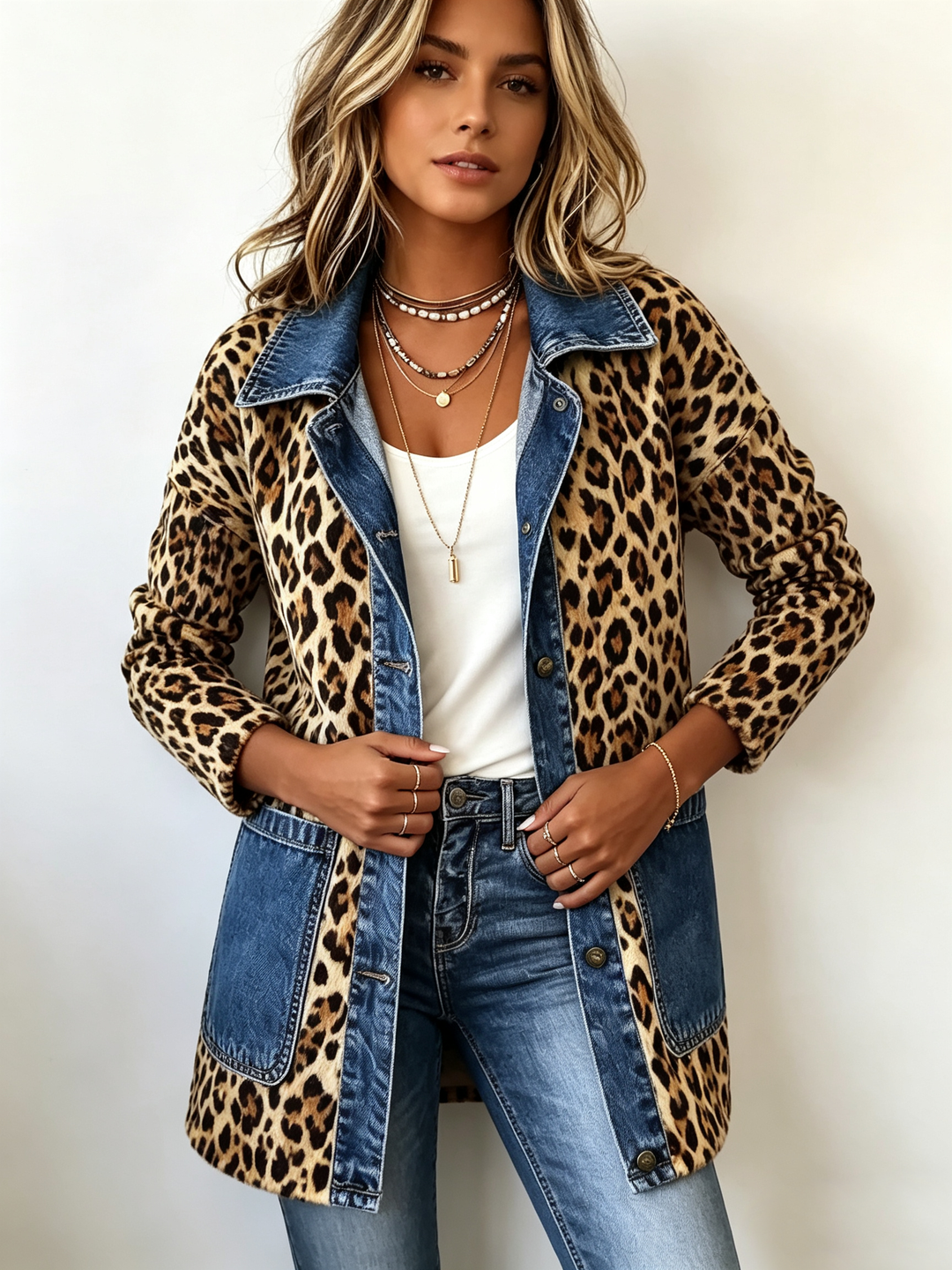 Margot Biarritz - Manteau long léopard avec jean