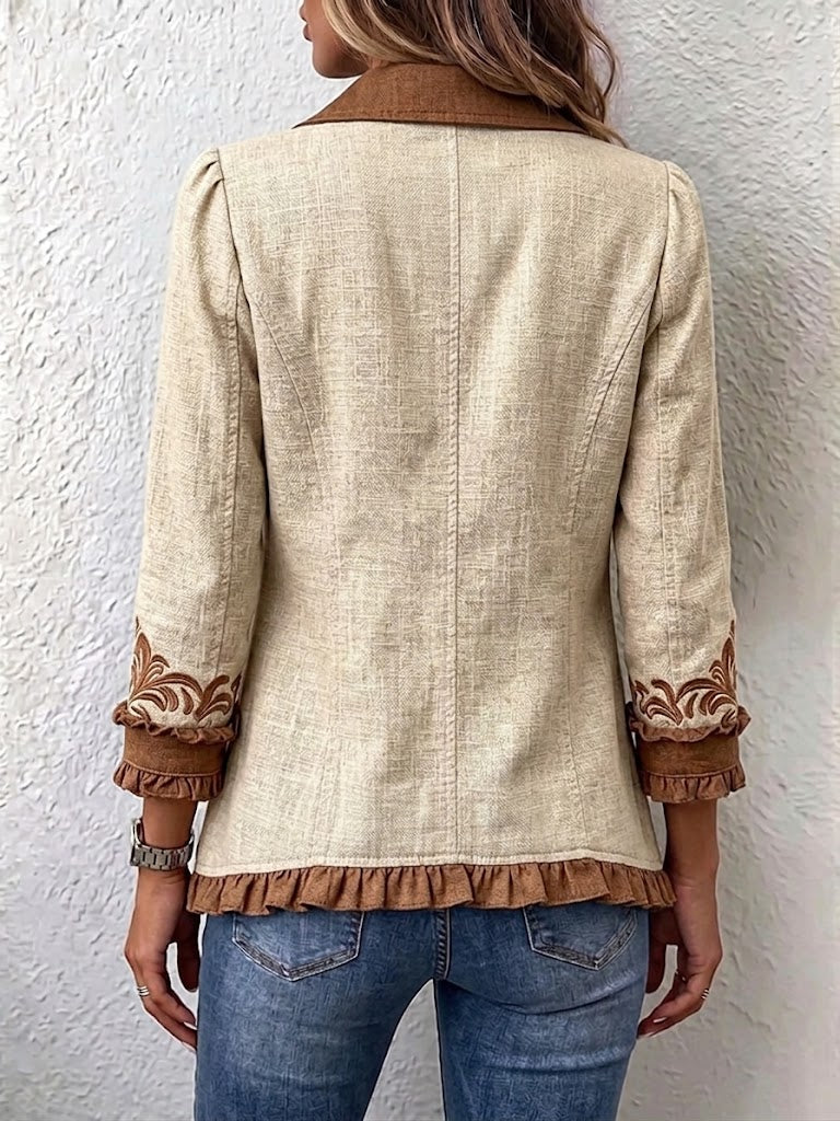 Margot Biarritz - Veste florale brodée avec volants