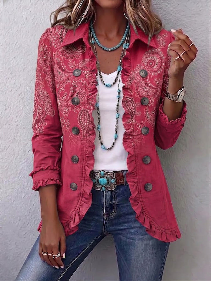 Margot Biarritz - Manteau en cachemire rose avec volants