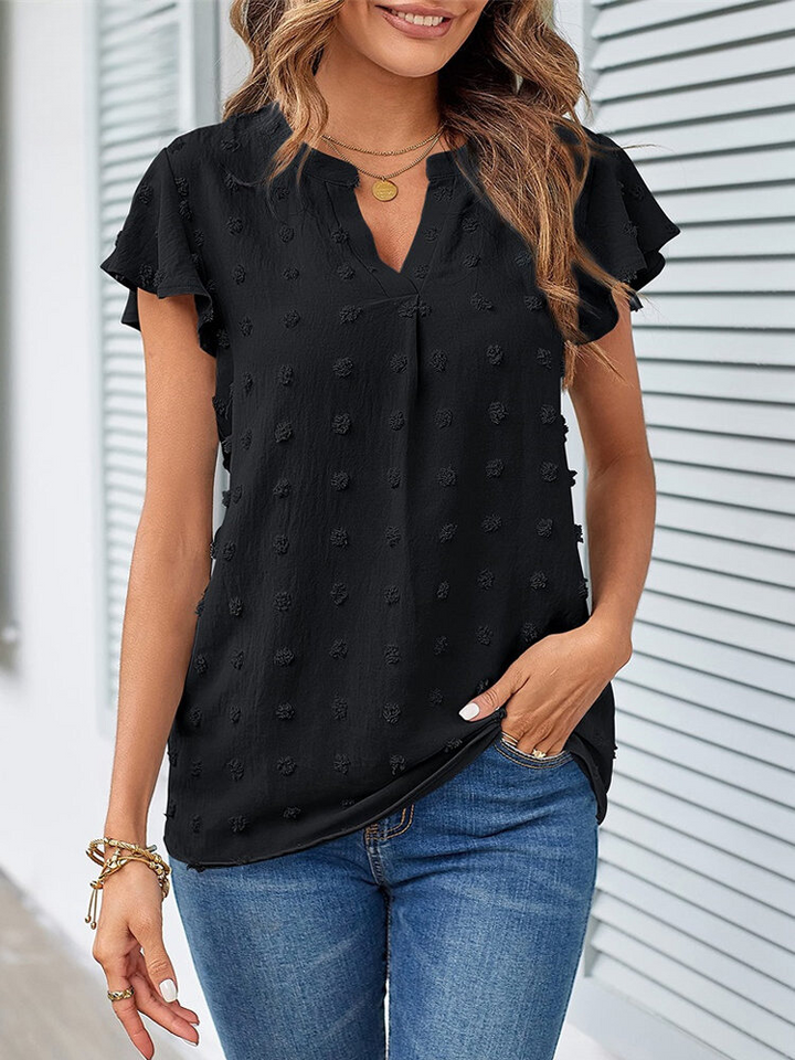 Margot Biarritz - Blouse chic en patchwork avec volants Kari