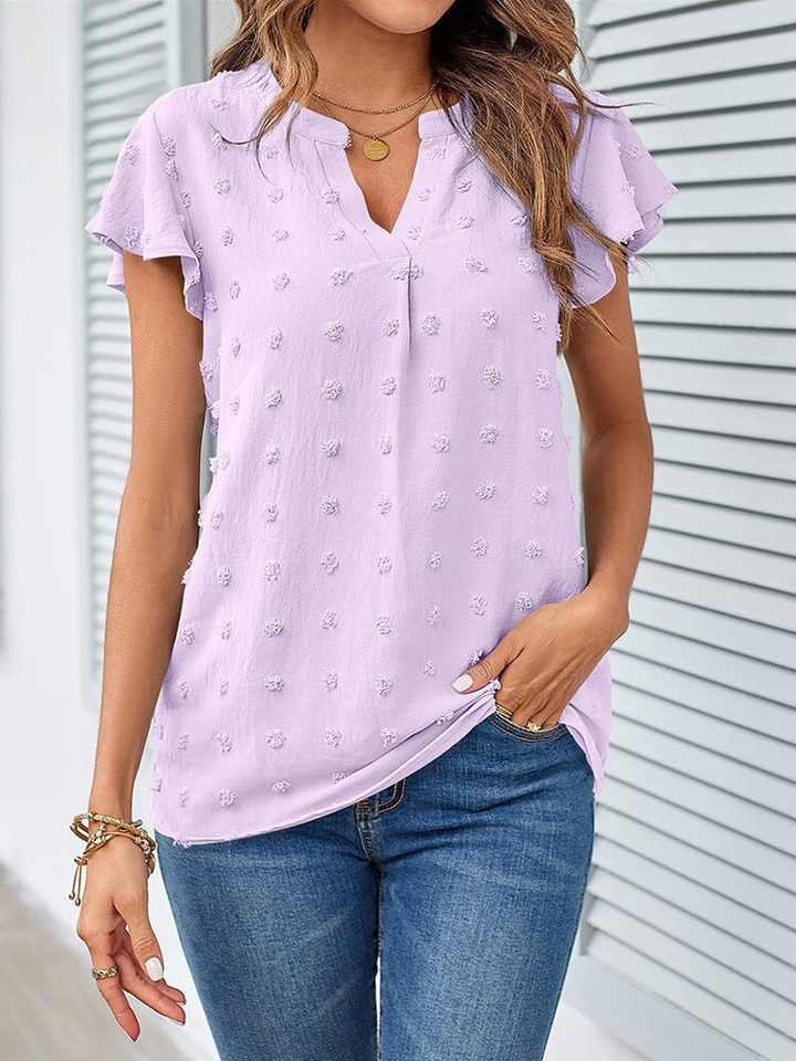 Margot Biarritz - Blouse chic en patchwork avec volants Kari