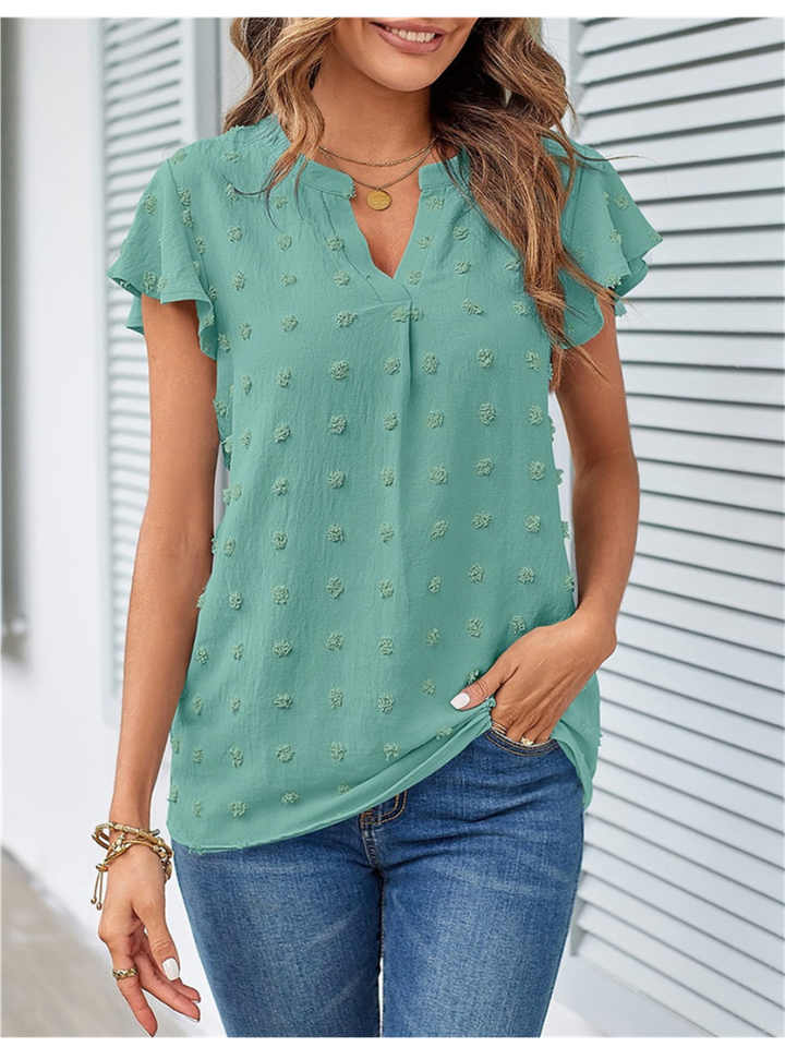 Margot Biarritz - Blouse chic en patchwork avec volants Kari