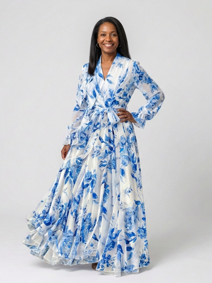 Margot Biarritz - Robe Maxi Enveloppe Florale Lillian