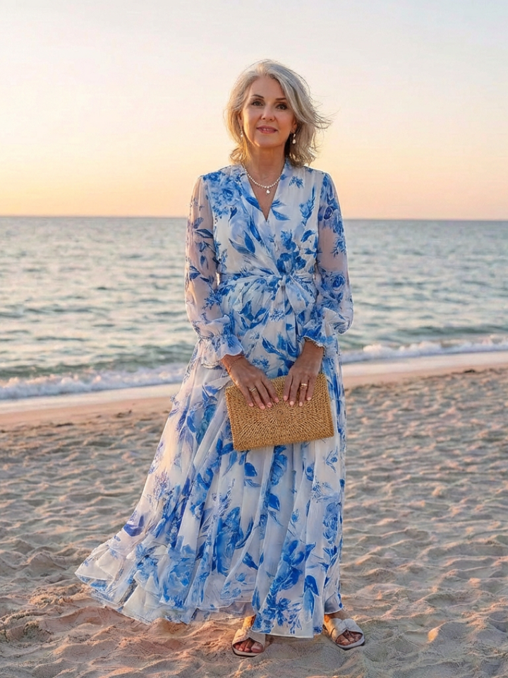 Margot Biarritz - Robe Maxi Enveloppe Florale Lillian