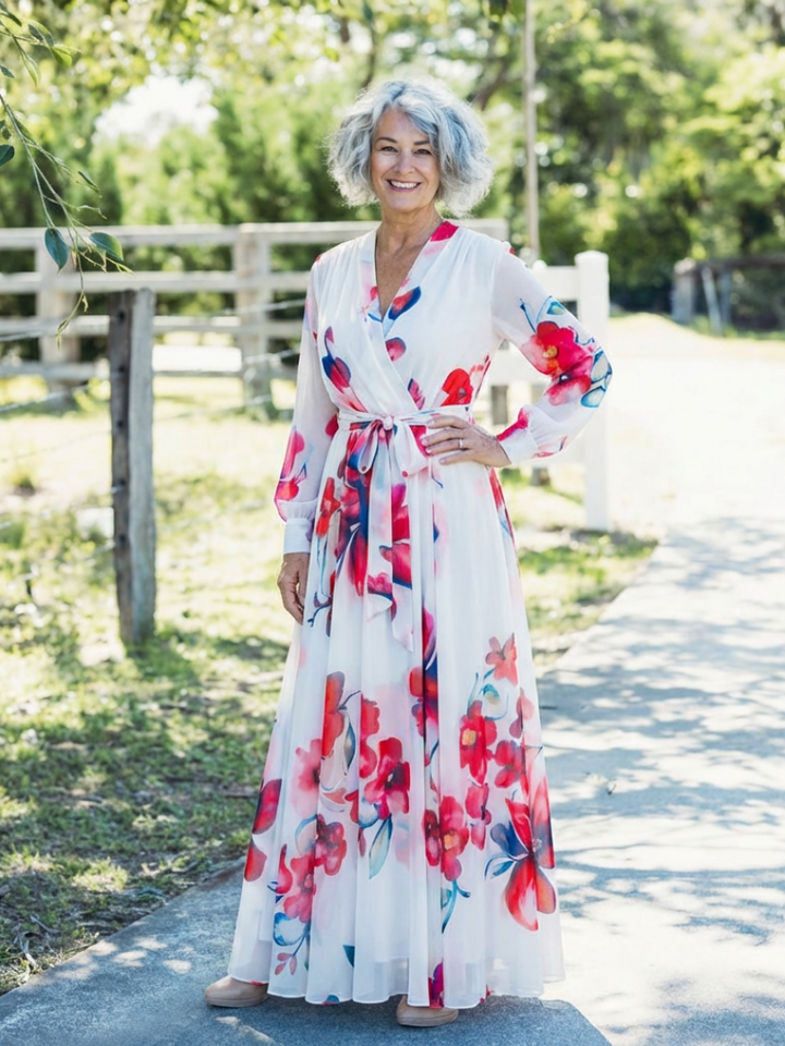 Margot Biarritz - Robe Maxi Enveloppe Florale Lillian