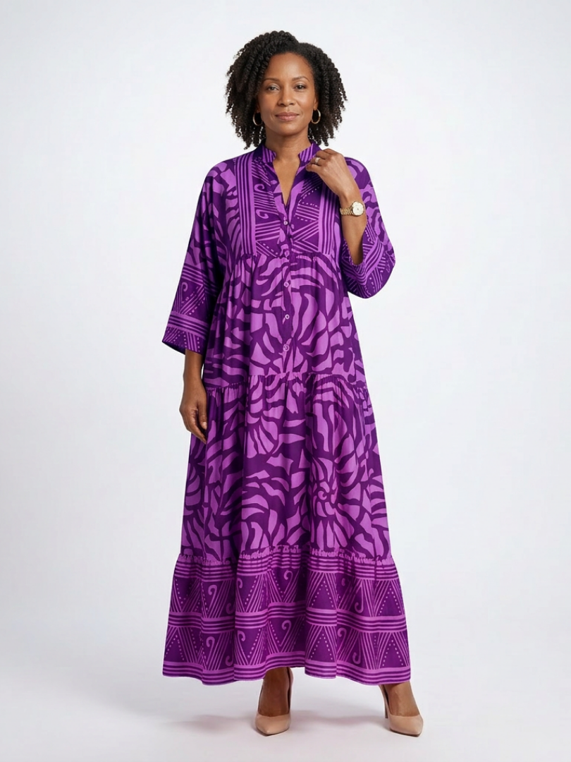 Margot Biarritz - Robe Midi à Boutons Marielle