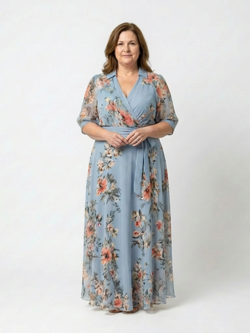 Margot Biarritz - Robe Maxi Enveloppe à Col en V Floral Camille